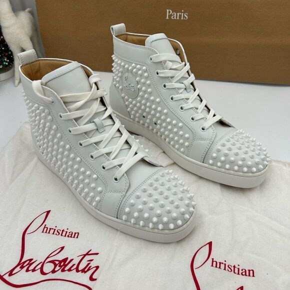 Men’s Christian Louboutin all over spikes high top sneakers size 44 made Italy - Picture 3 of 12